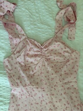 SHEIN Pink Floral Tie-Strap Sundress